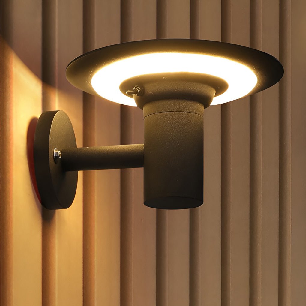 Angela Round UFO-shaped Metal Outdoor Sconces Wall Lamp