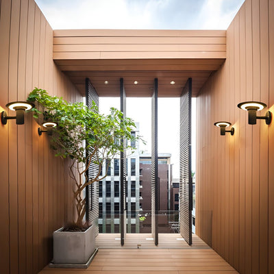 Angela Round UFO-shaped Metal Outdoor Sconces Wall Lamp