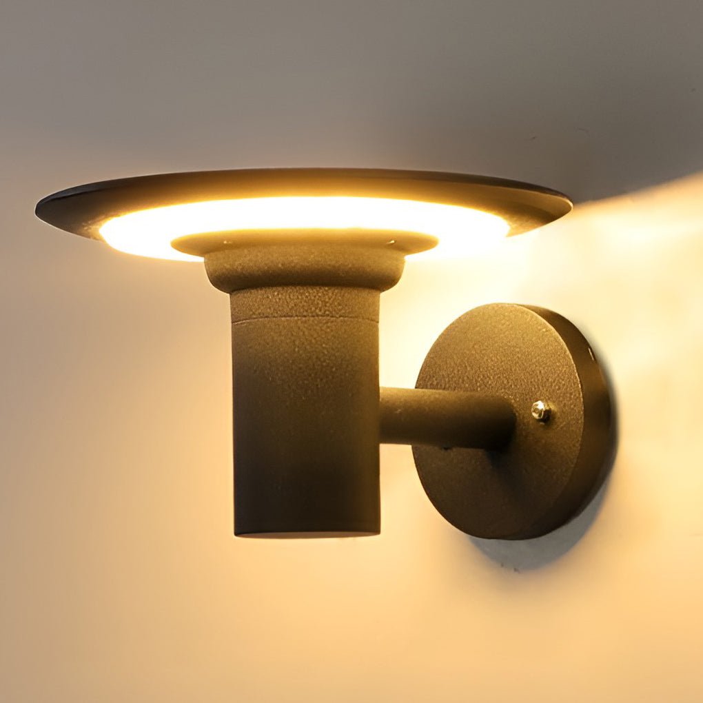 Angela Round UFO-shaped Metal Outdoor Sconces Wall Lamp
