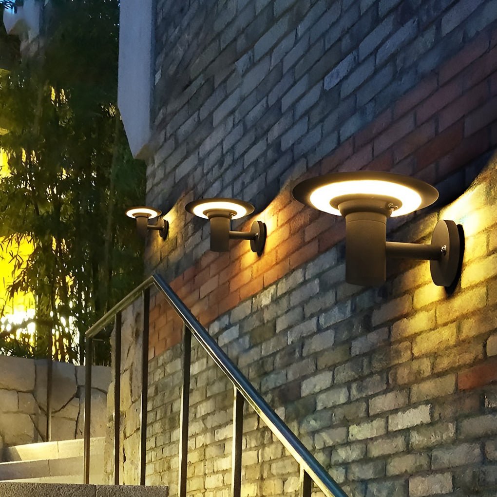 Angela Round UFO-shaped Metal Outdoor Sconces Wall Lamp