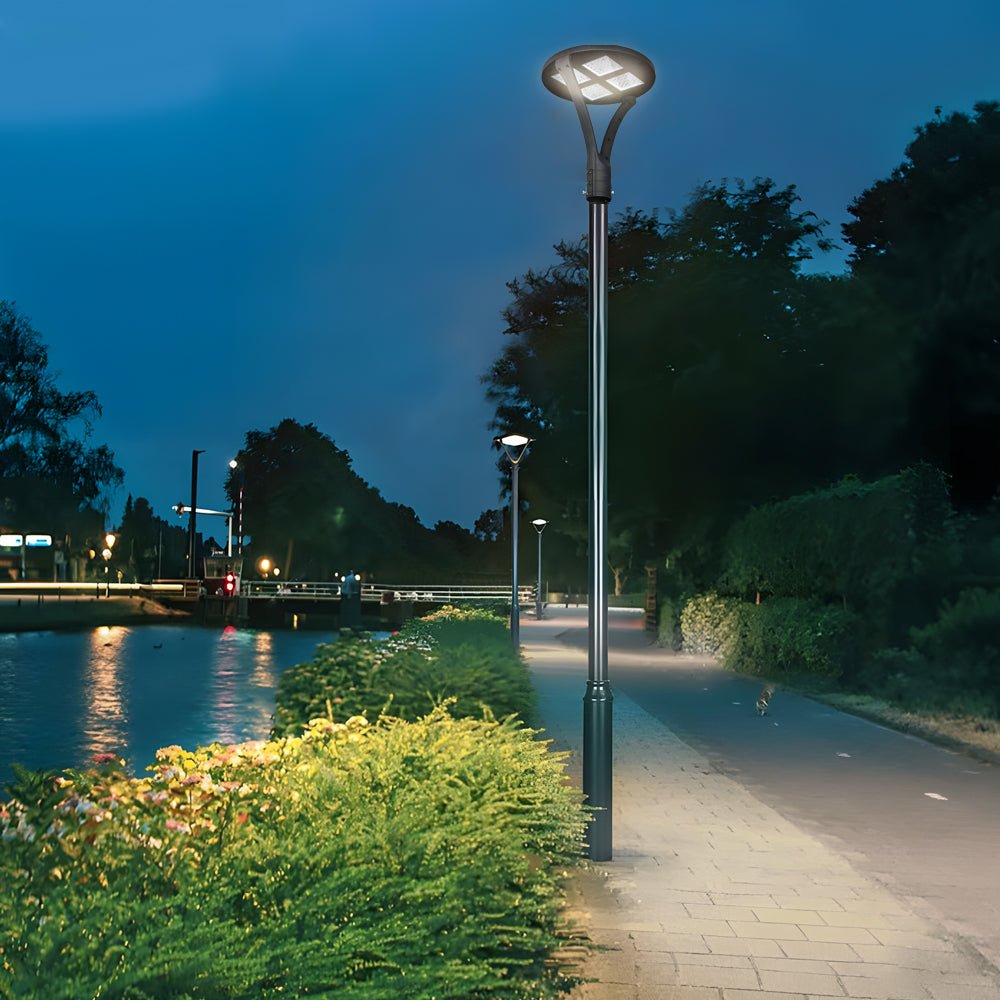 Winthr Round LED Arm Post Aluminum Outdoor Light
