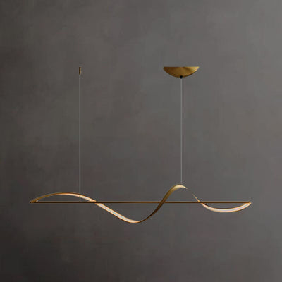 Arisha Pendant Light Wave Minimalist Designer Brass Art Gallery - Neutral Decor