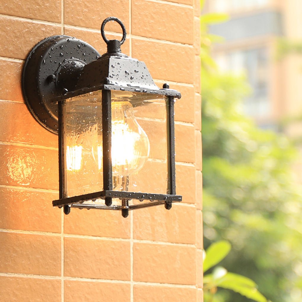 Opheli Square Glass Aluminum Outdoor Sconce Wall Lights
