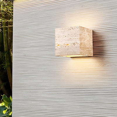 Lighth Wabi-Sabi Yellow Travertine Outdoor Wall Sconce