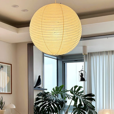 Noveno Pendant Lamp Bamboo Washi Paper Round