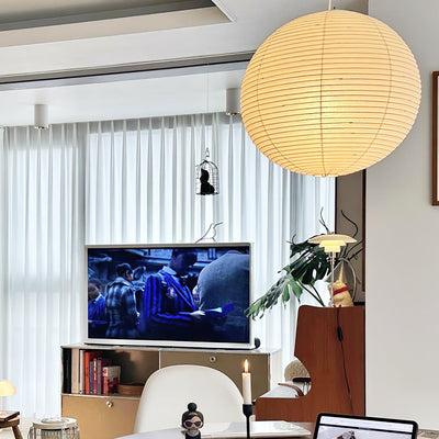 Noveno Pendant Lamp Bamboo Washi Paper Round