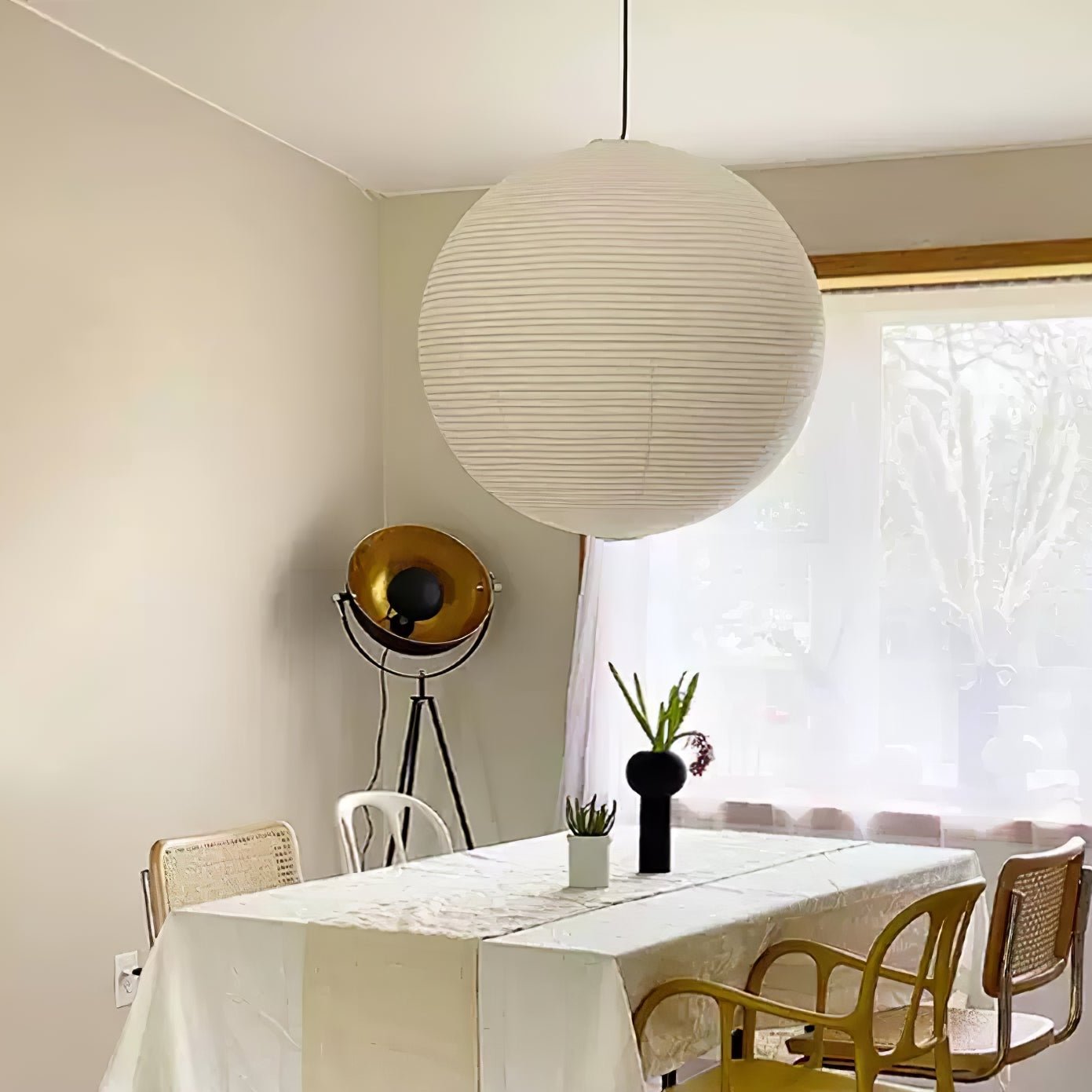 Noveno Pendant Lamp Bamboo Washi Paper Round