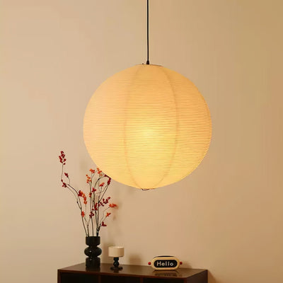 Noveno Pendant Lamp Bamboo Washi Paper Round