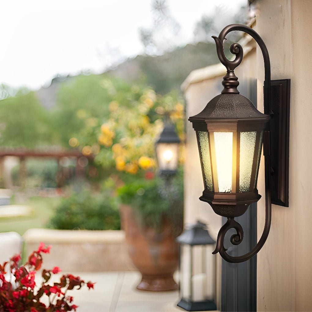 Quinlan Retro Shade European Aluminum Glass Outdoor Wall Lights