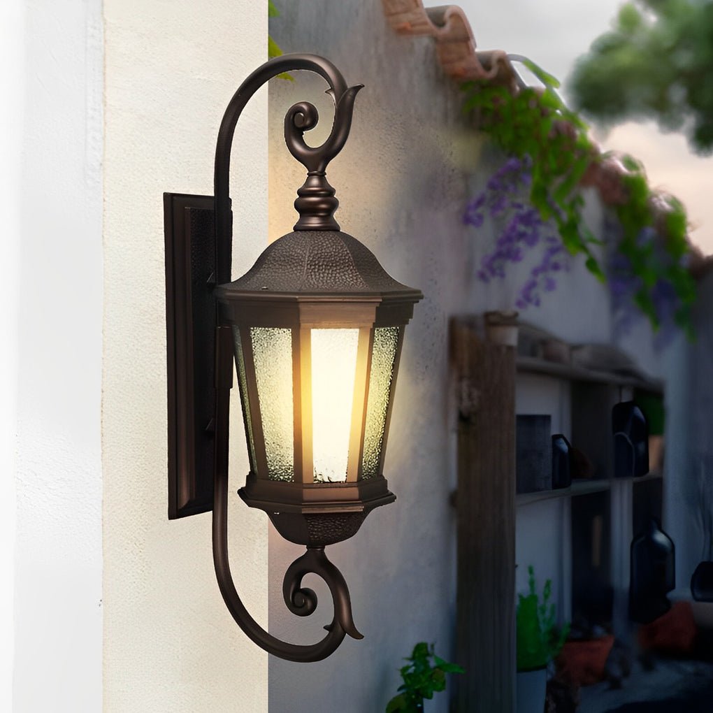 Quinlan Retro Shade European Aluminum Glass Outdoor Wall Lights